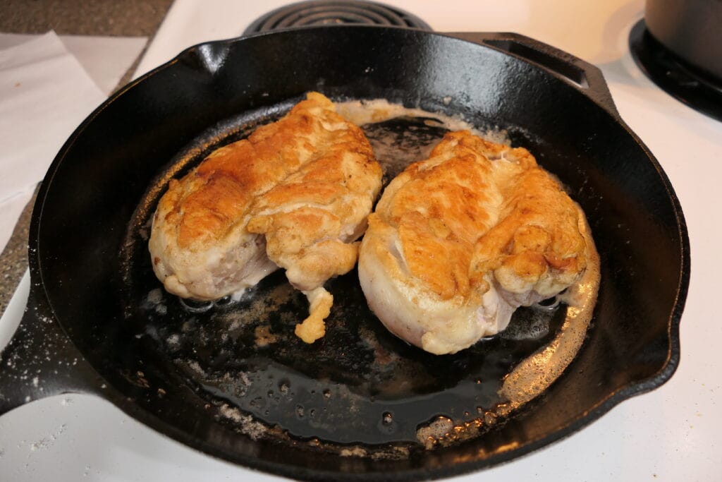 First stage of cooking the boneless, skinless chicken breasts for the Marry Me Chicken Recipe.