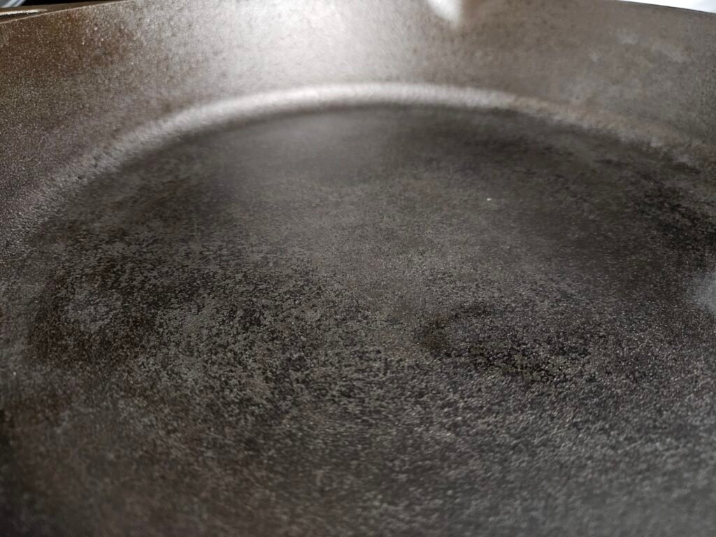 a well seasoned cast iron pan